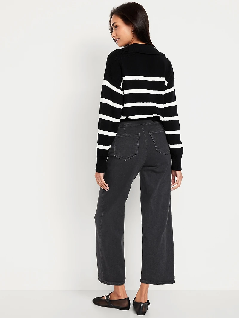 High-Waisted Weekender Pull-On Crop Wide-Leg Jeans