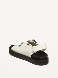 Faux-Leather Chunky Buckle Sandals