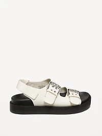 Faux-Leather Chunky Buckle Sandals