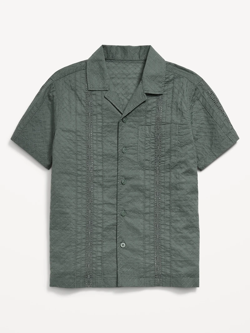 Short-Sleeve Textured Pocket Shirt for Boys