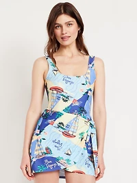 Matte Side-Tie Swim Dress