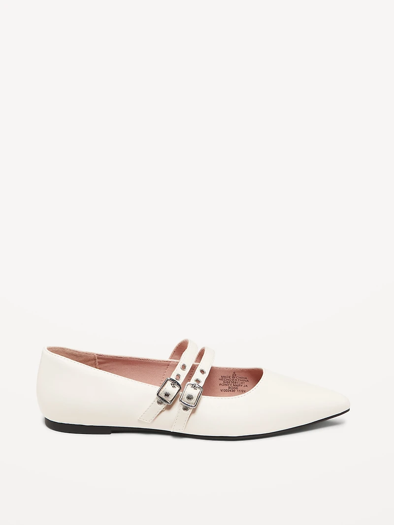 Double-Buckle Mary Jane Flats