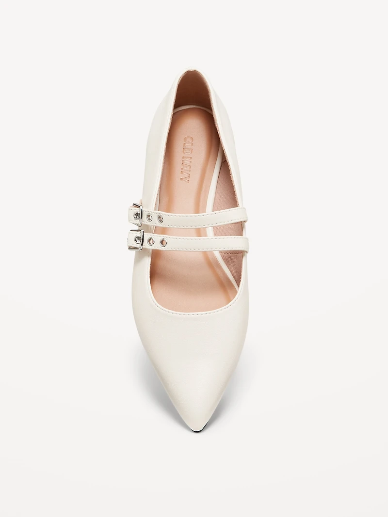 Double-Buckle Mary Jane Flats