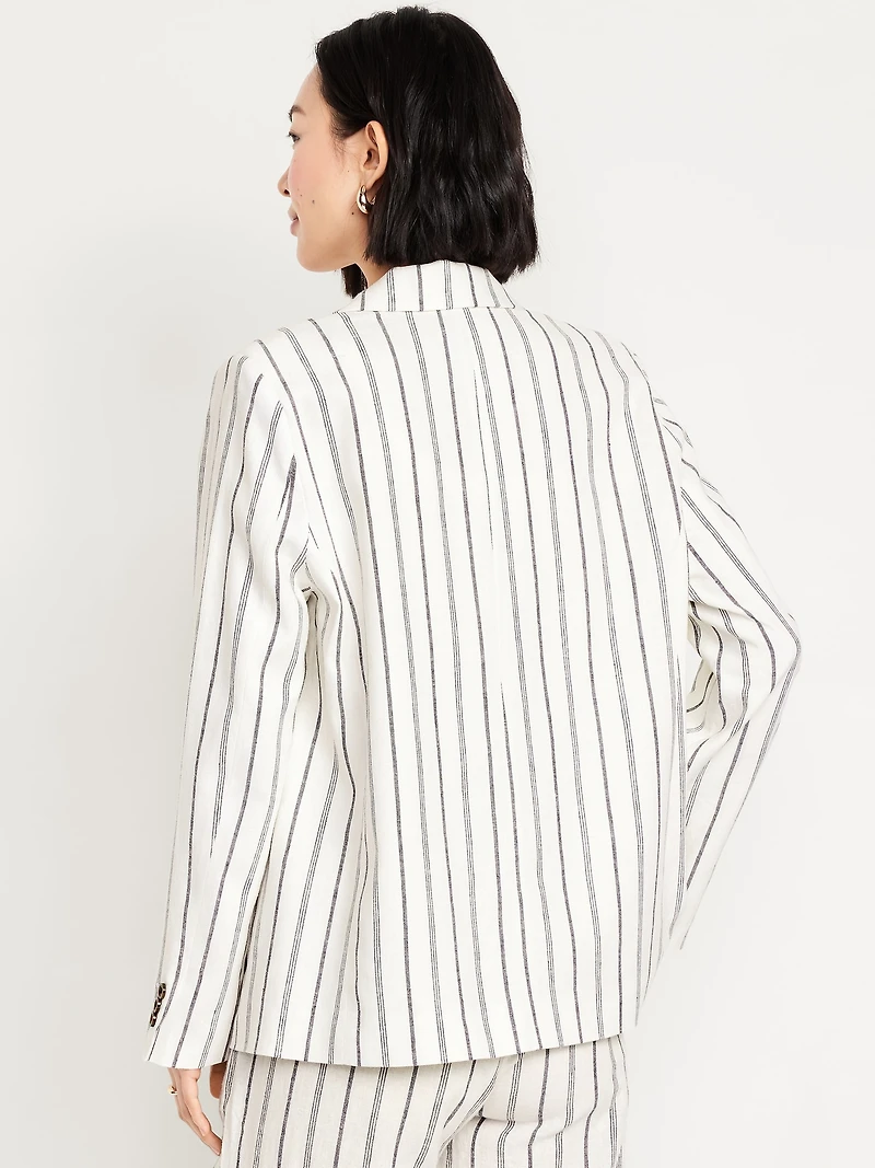 Taylor Fitted Linen-Blend Suit Blazer