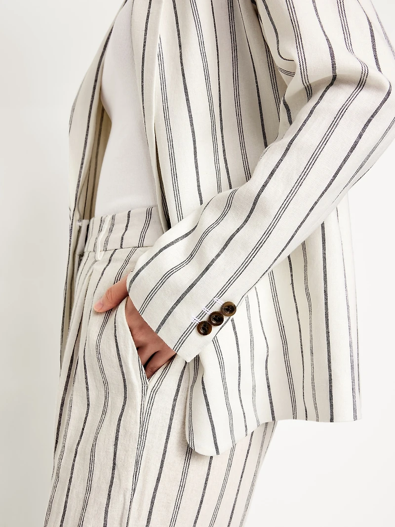 Taylor Fitted Linen-Blend Suit Blazer