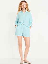 High-Waisted Linen-Blend Shorts - 3.5-inch inseam