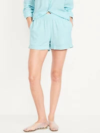 High-Waisted Linen-Blend Shorts - 3.5-inch inseam