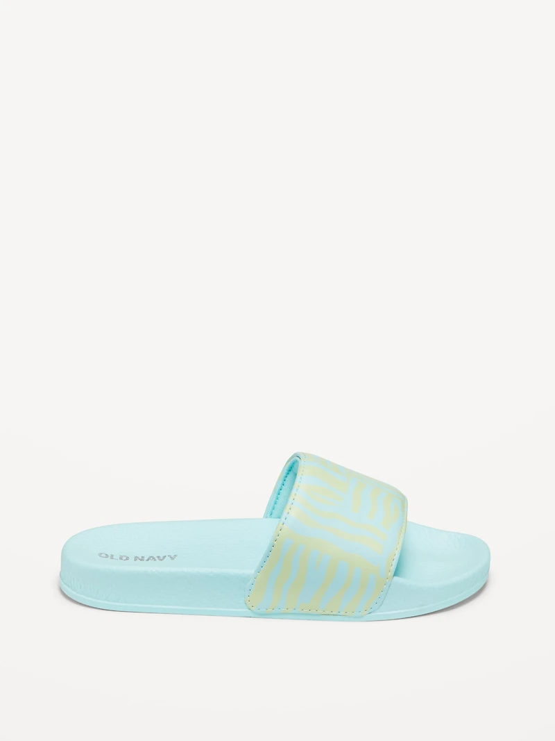 Printed Faux-Leather Pool Slide Sandals for Girls