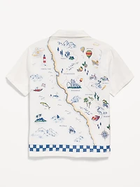 Printed Short-Sleeve Linen-Blend Shirt for Boys
