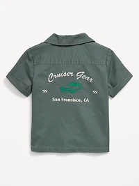 Short-Sleeve Embroidered Pocket Shirt for Toddler Boys