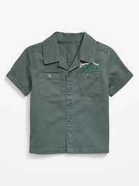 Short-Sleeve Embroidered Pocket Shirt for Toddler Boys