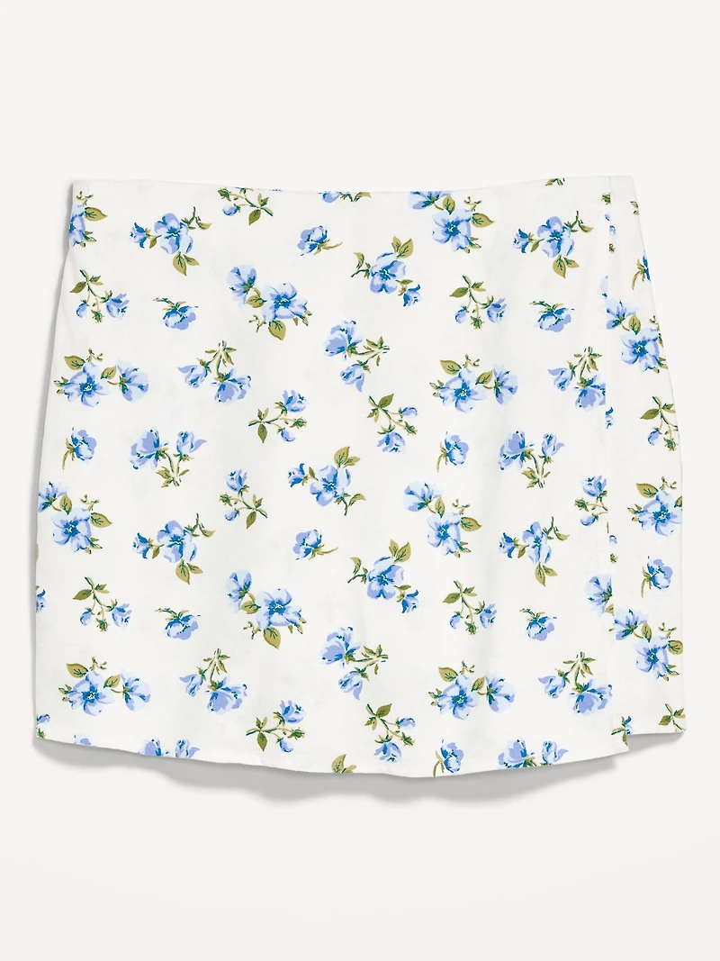 High-Waisted Linen-Blend Mini Skort