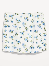 High-Waisted Linen-Blend Mini Skort