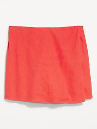High-Waisted Linen-Blend Mini Skort