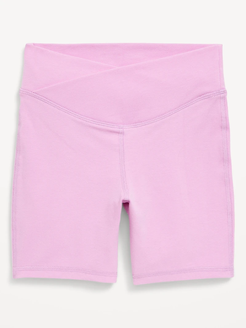 High-Waisted PowerChill Crossover Biker Shorts for Girls