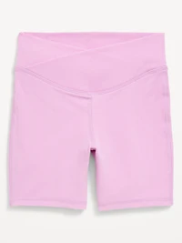 High-Waisted PowerChill Crossover Biker Shorts for Girls