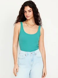 First-Layer Ribbed Scoop-Neck Tank Top