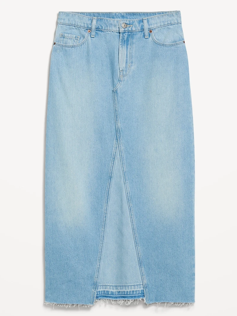 Mid-Rise Jean Maxi Skirt