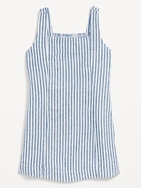 Printed Sleeveless Linen-Blend Shift Dress for Girls