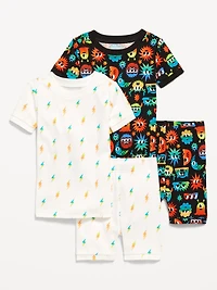 Snug-Fit Printed Pajama 4-Piece Set for Toddler & Baby