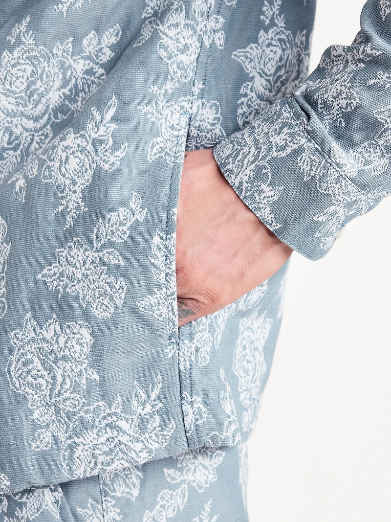 Textured Floral Shirt Jacket