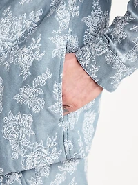 Textured Floral Shirt Jacket