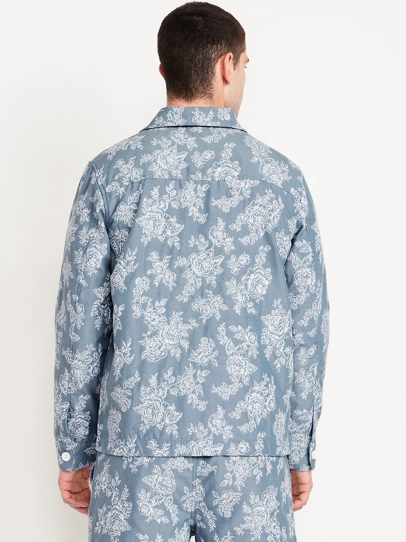 Textured Floral Shirt Jacket