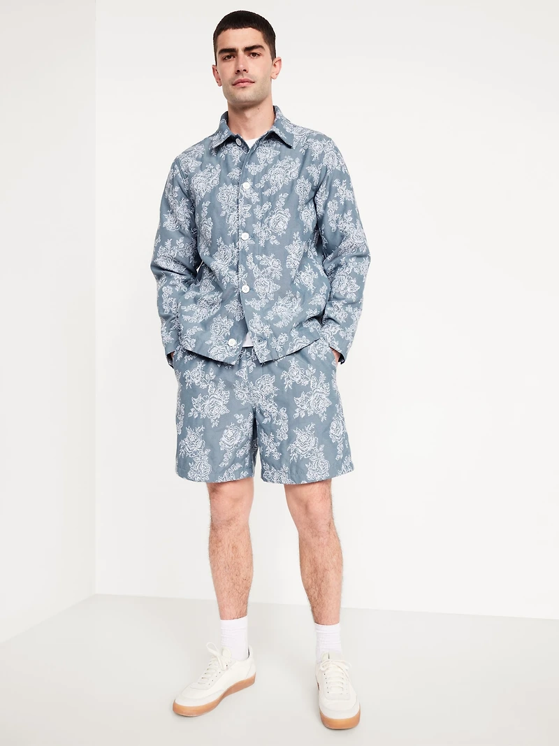 Textured Floral Shirt Jacket