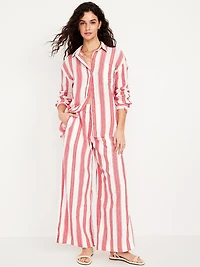 High-Waisted Crinkle Gauze Super Wide-Leg Pants