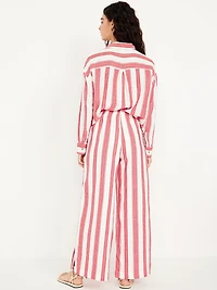 High-Waisted Crinkle Gauze Super Wide-Leg Pants