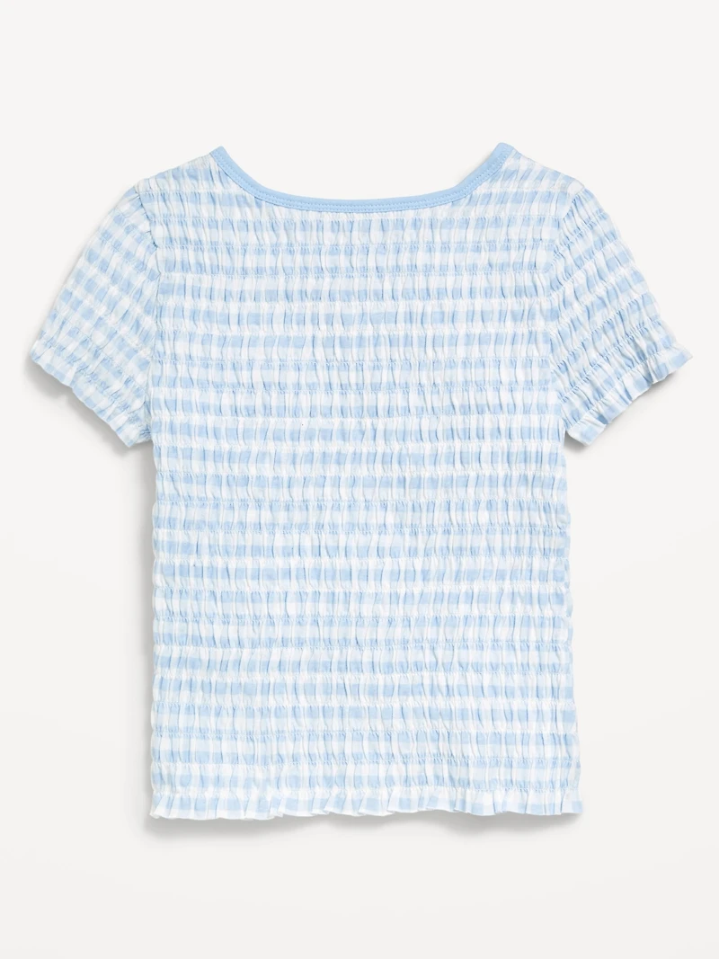 Printed Short-Sleeve Smocked Top for Girls