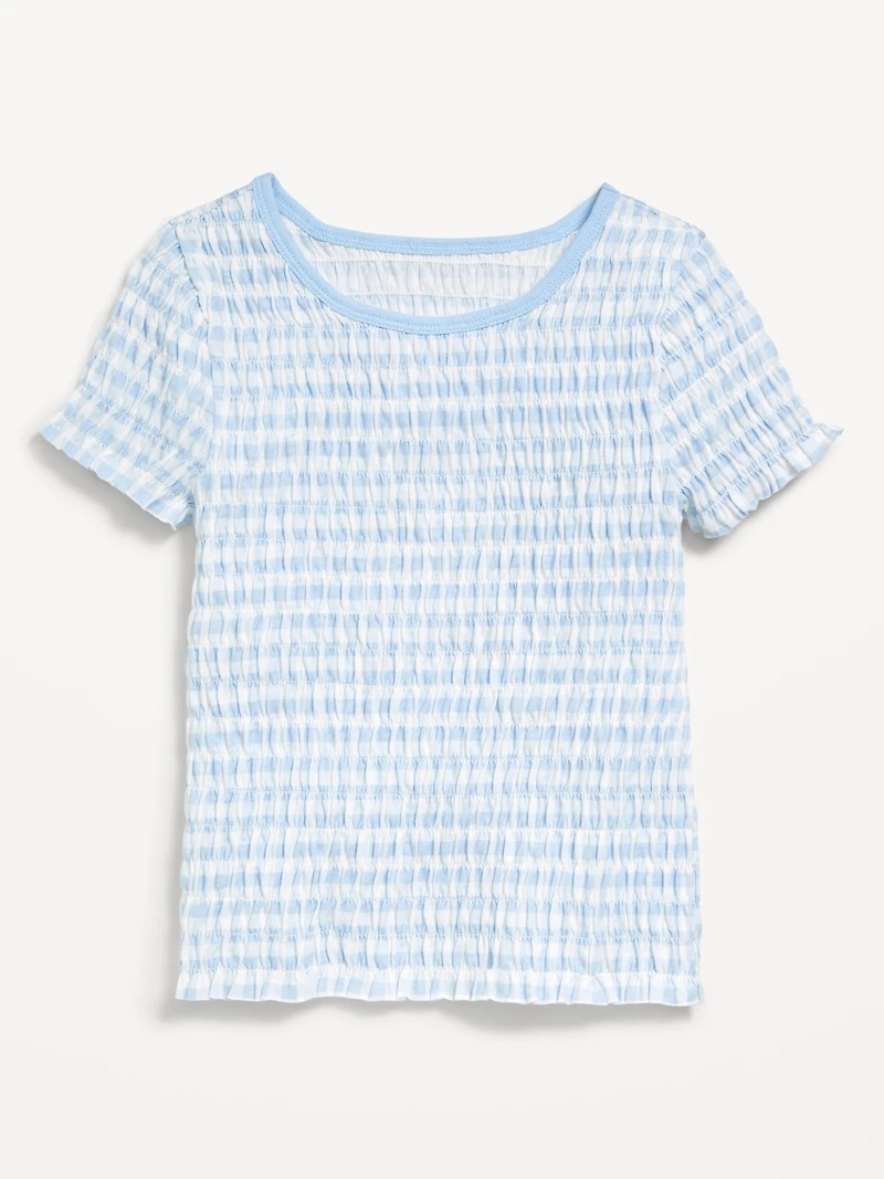 Printed Short-Sleeve Smocked Top for Girls
