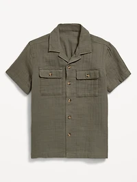 Short-Sleeve Double-Weave Pocket Shirt for Boys