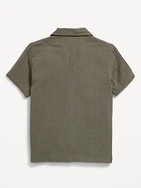 Short-Sleeve Double-Weave Pocket Shirt for Boys