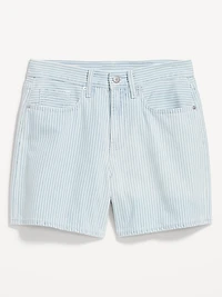 High-Waisted Striped Baggy Shorts -- 5-inch inseam