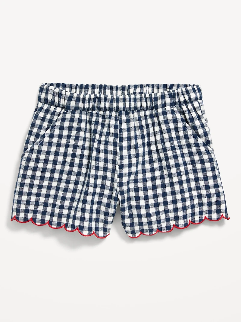 Printed Double-Weave Scallop-Trim Shorts for Girls