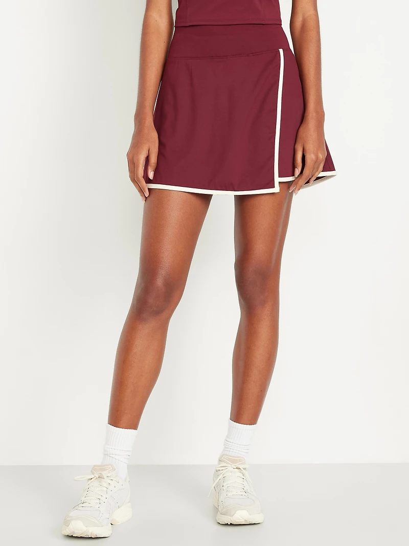 High-Waisted PowerSoft Faux-Wrap Skort