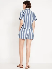 High-Waisted Crinkle Gauze Shorts -- 4-inch inseam