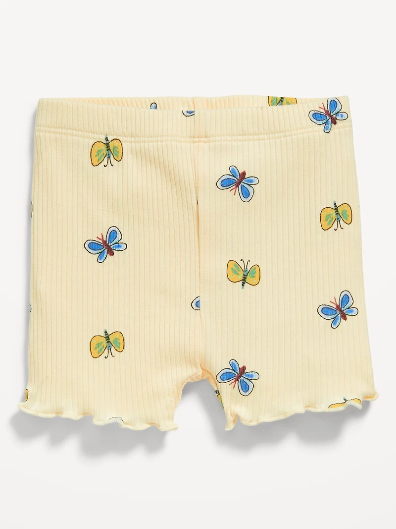 Ribbed Lettuce-Edge Biker Shorts for Baby