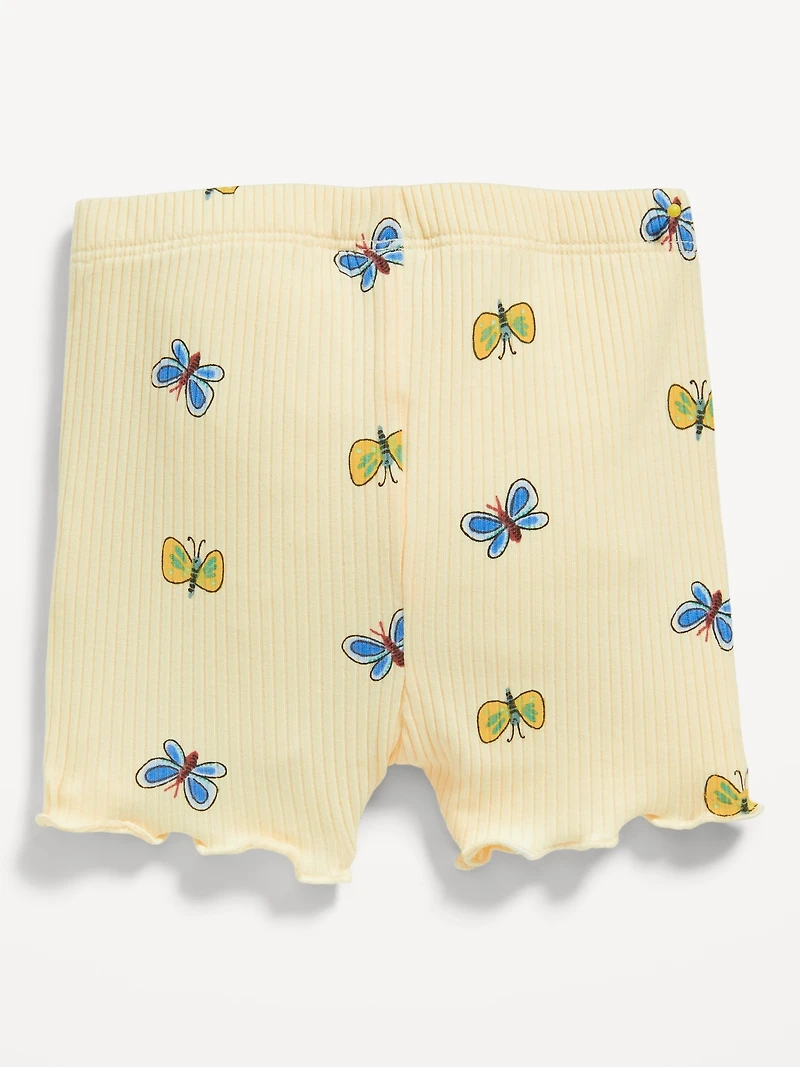 Ribbed Lettuce-Edge Biker Shorts for Baby