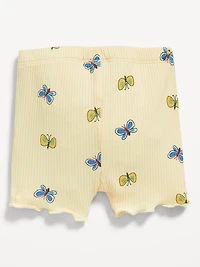 Ribbed Lettuce-Edge Biker Shorts for Baby