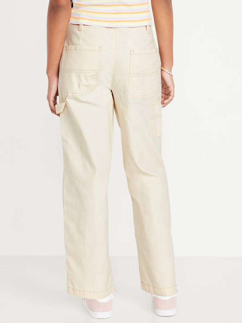Loose High-Waisted Carpenter Pants for Girls