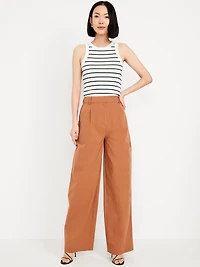 Extra High-Waisted Poplin Taylor Wide-Leg Trouser Pants