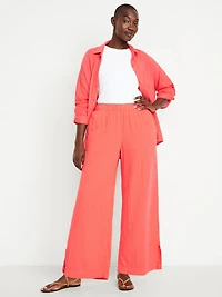 High-Waisted Crinkle Gauze Super Wide-Leg Pants