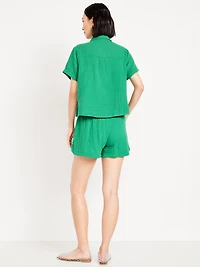 High-Waisted Crinkle Gauze Shorts -- 4-inch inseam