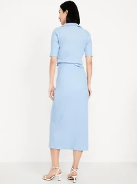 High-Waisted Ribbed Midi Skirt