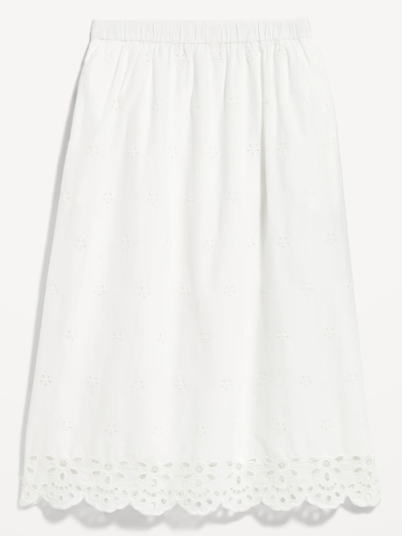 A-Line Eyelet Midi Skirt
