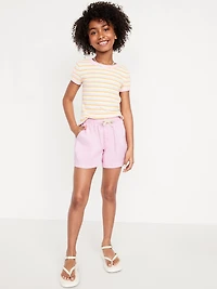 High-Waisted Pull-On Twill Shorts for Girls