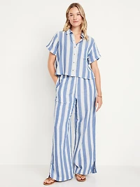 High-Waisted Crinkle Gauze Super Wide-Leg Pants