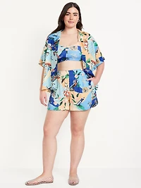 High-Waisted Crinkle Gauze Shorts -- 4-inch inseam